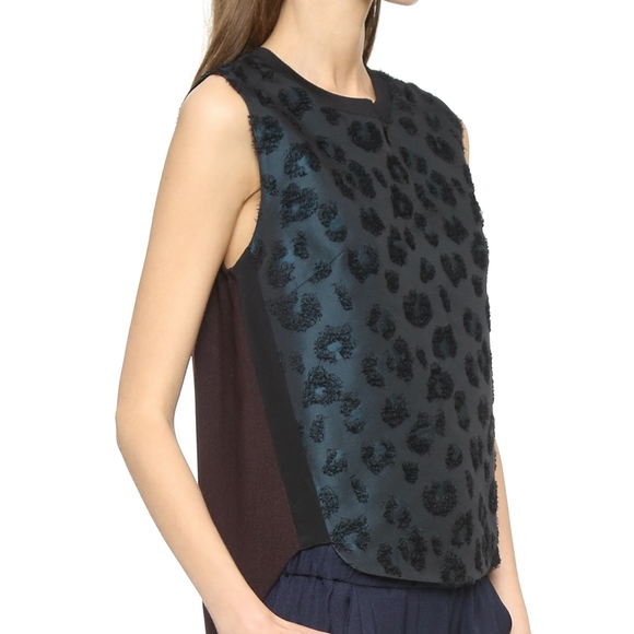 NWT $350 3.1 Phillip‎ Lim Leopard Pattern Sculpted Tank Top in Teal [ SIZE 4 ] - Picture 7 of 7